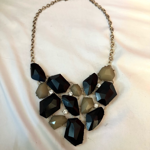 Black and Brown Stone Statement Piece Necklace - Picture 1 of 5